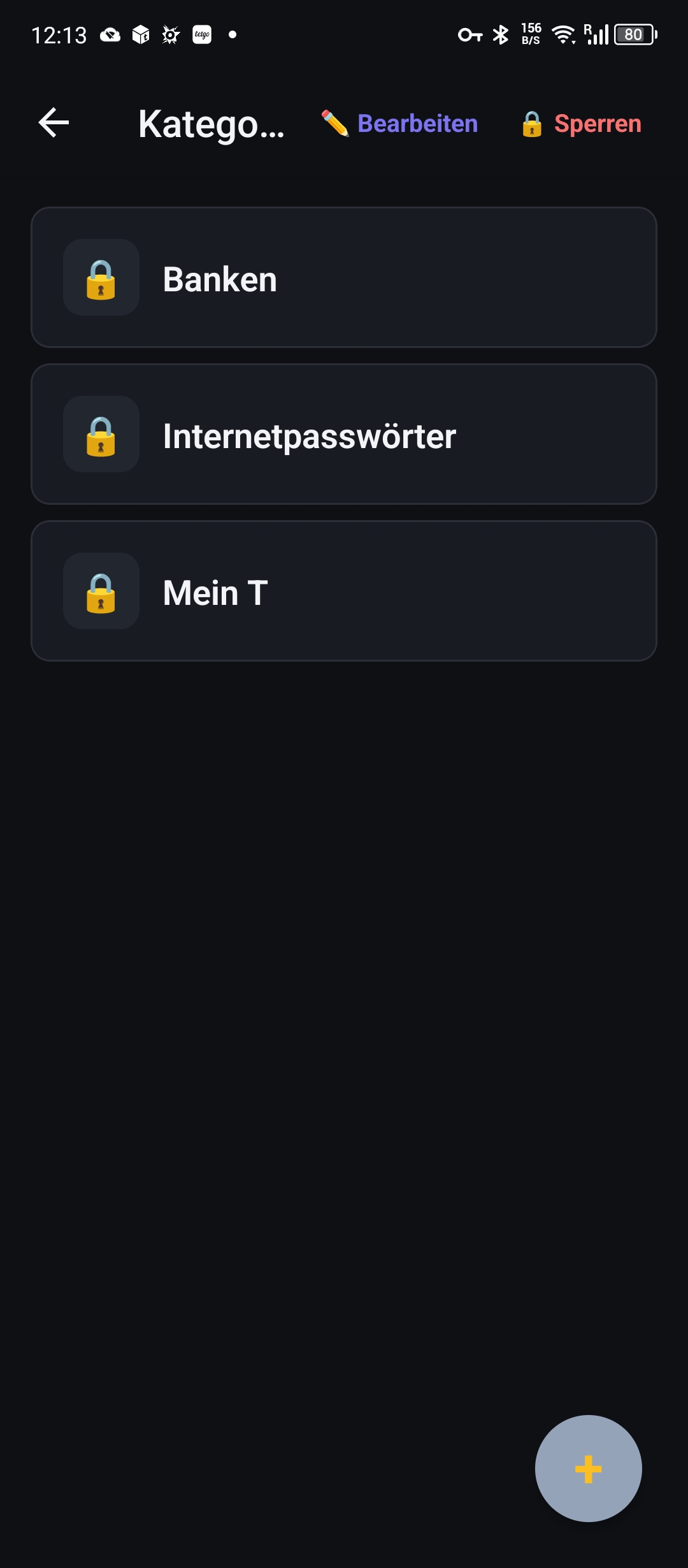 Tresor — Kategorien