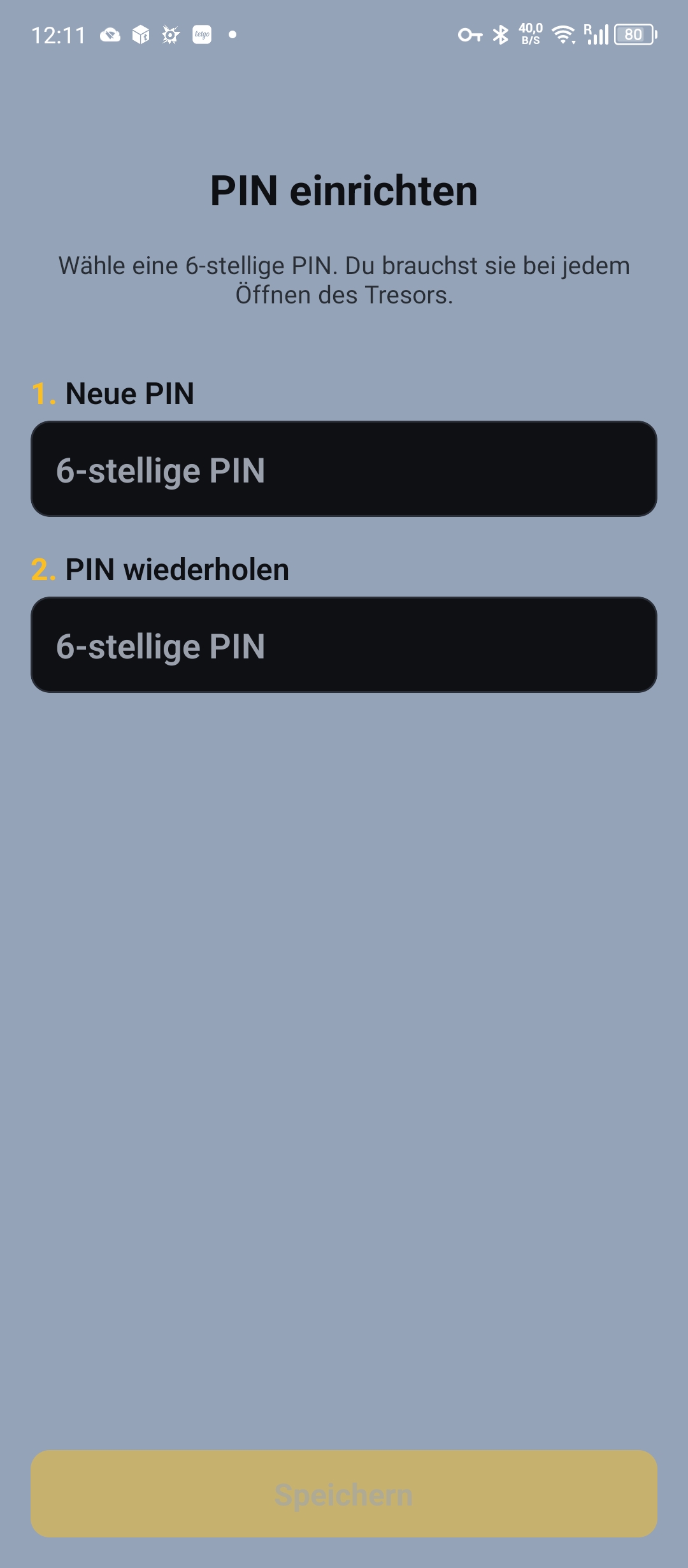 Tresor — PIN einrichten